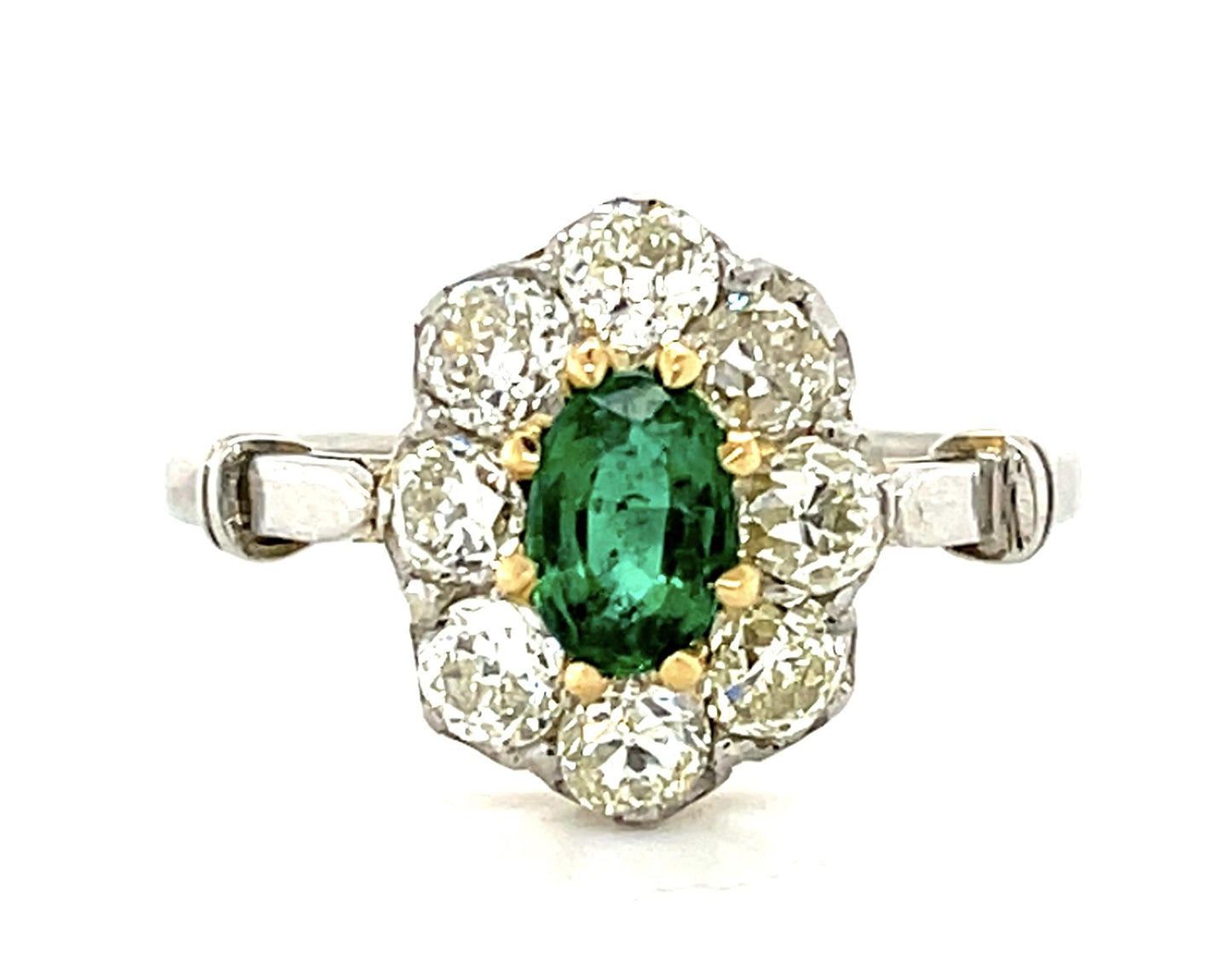 .41ct Oval Emerald PT+18KW Gold Handmade Ring