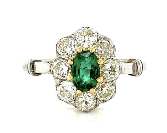 .41ct Oval Emerald PT+18KW Gold Handmade Ring