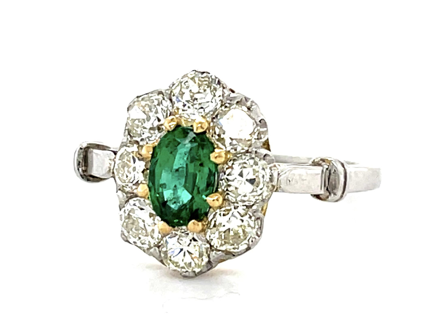 .41ct Oval Emerald PT+18KW Gold Handmade Ring