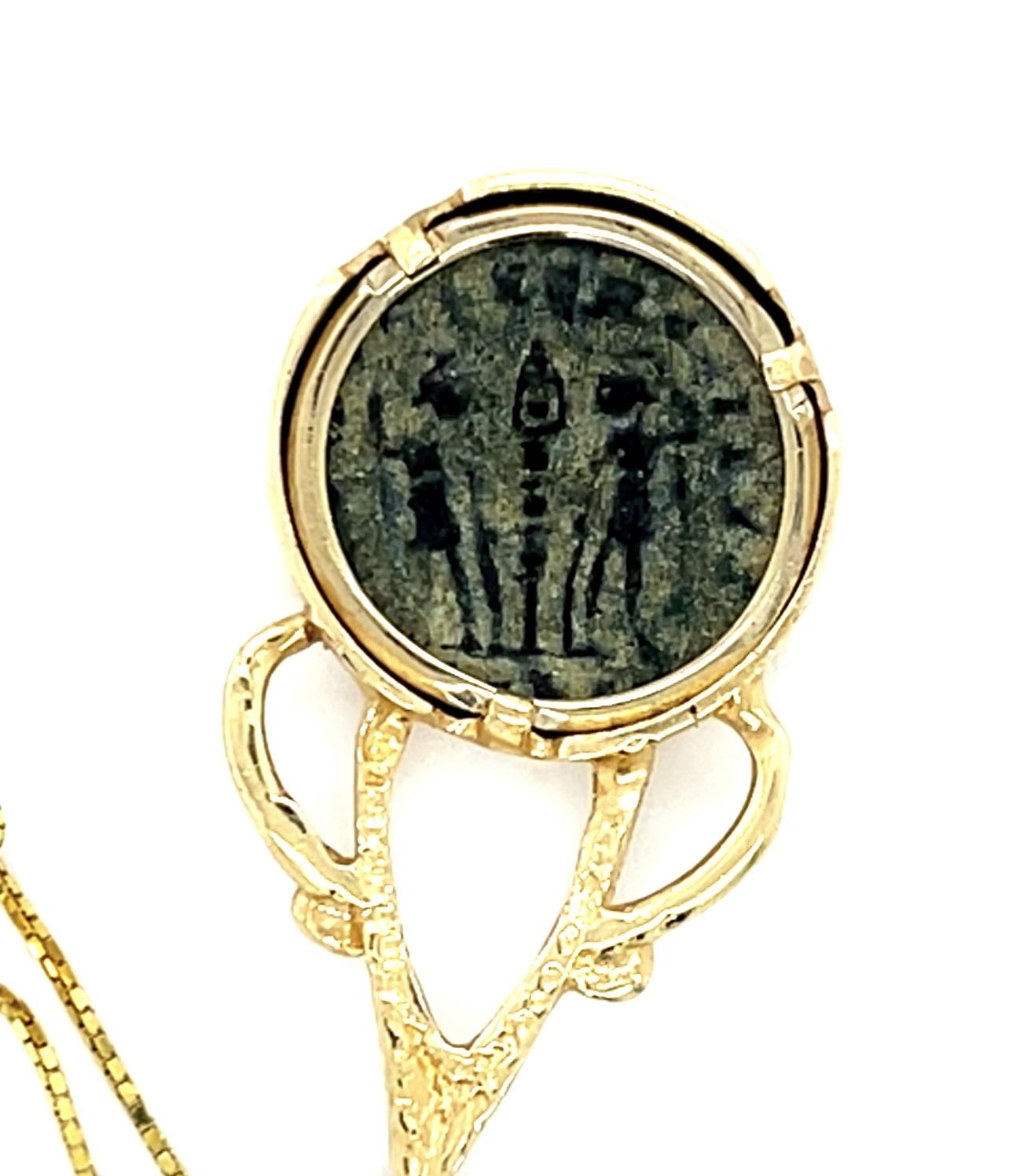 Ancient Roman Emperor 14KY Coin Pendant (Ancient 260-285 AD) Roman Emperor