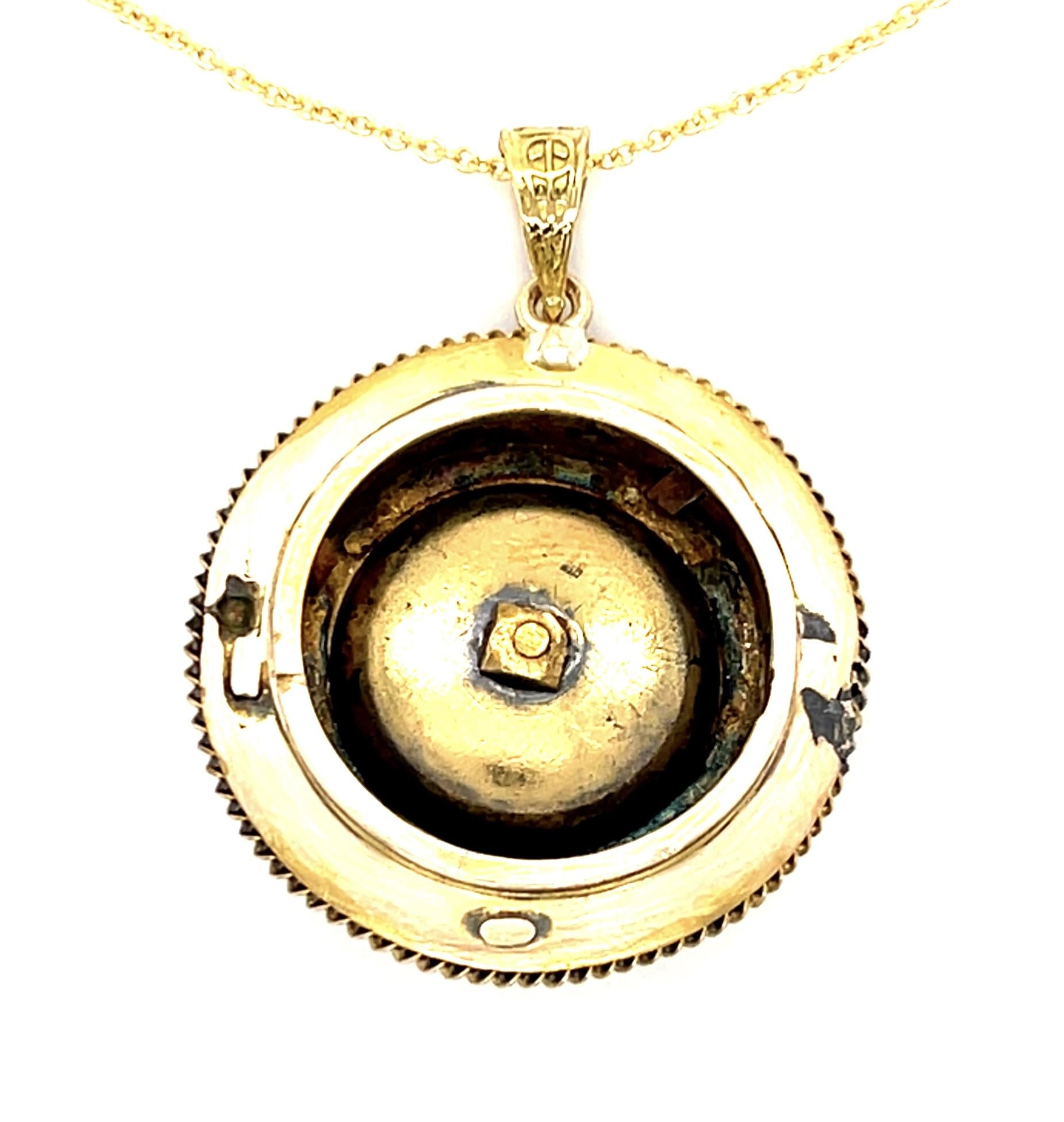 Original Victorian .22ct Old European Diamond 18KY Pendant (Antique 1880s)