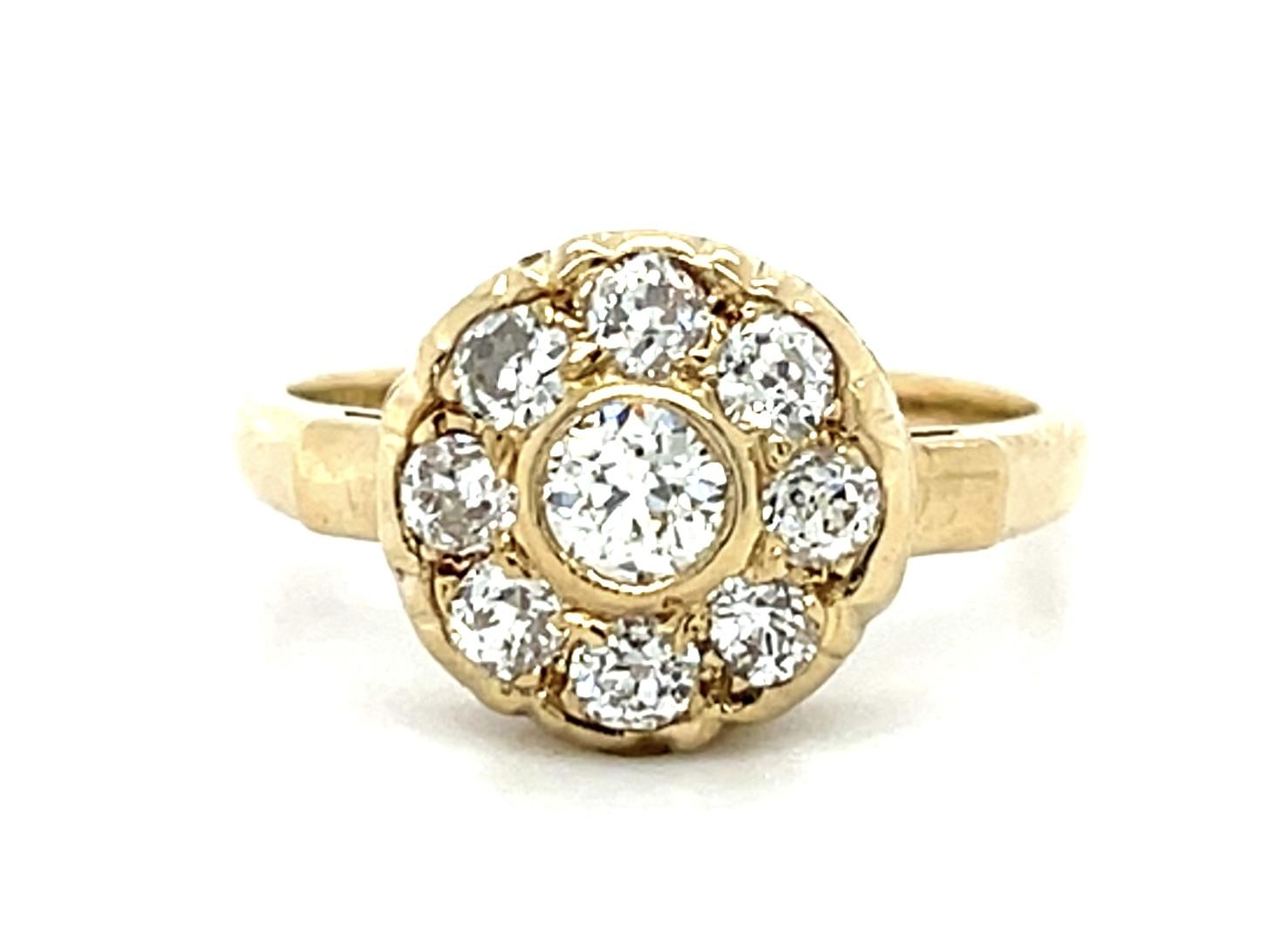 1ct Old European Diamond 14KY Cluster Ring (Antique 1920s)