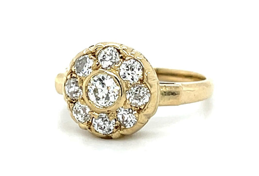 1ct Old European Diamond 14KY Cluster Ring (Antique 1920s)