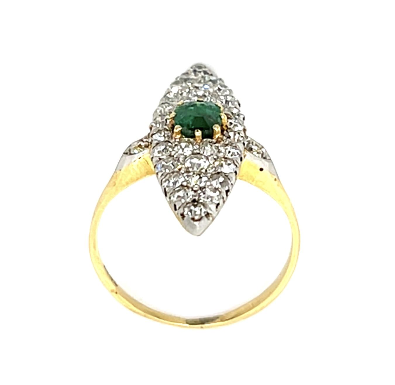 Original Edwardian .60ct Emerald 18KY Gold + Platinum Ring (Antique 1900s)