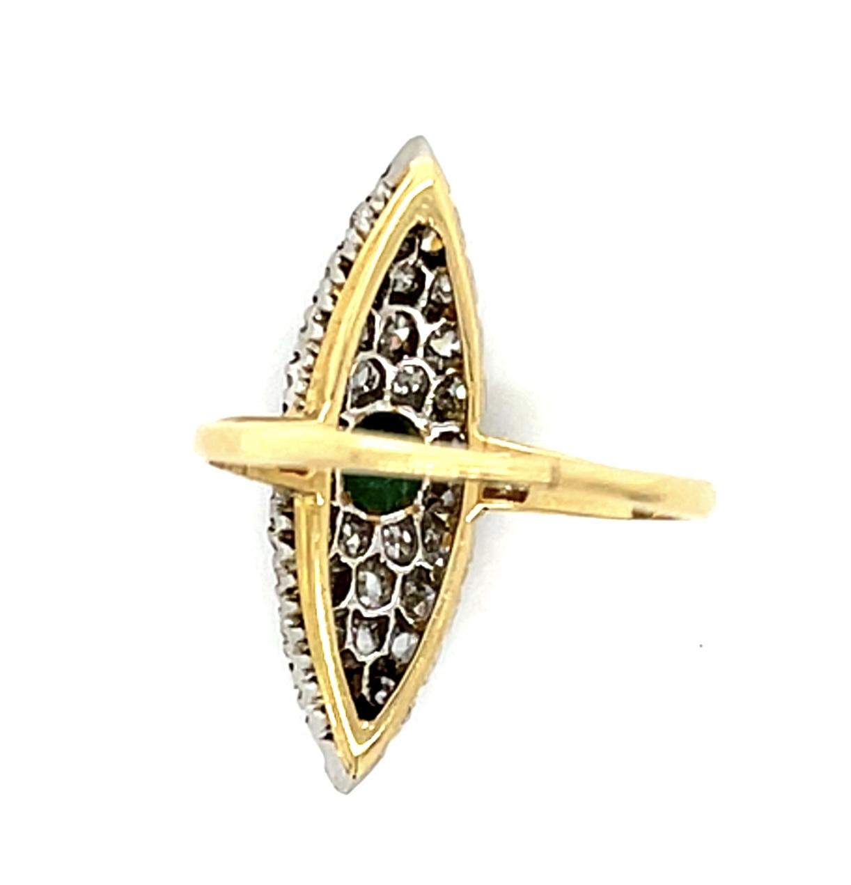 Original Victorian .45ct Oval Ruby 18KY Gold Navette Ring (Antique 1880s)