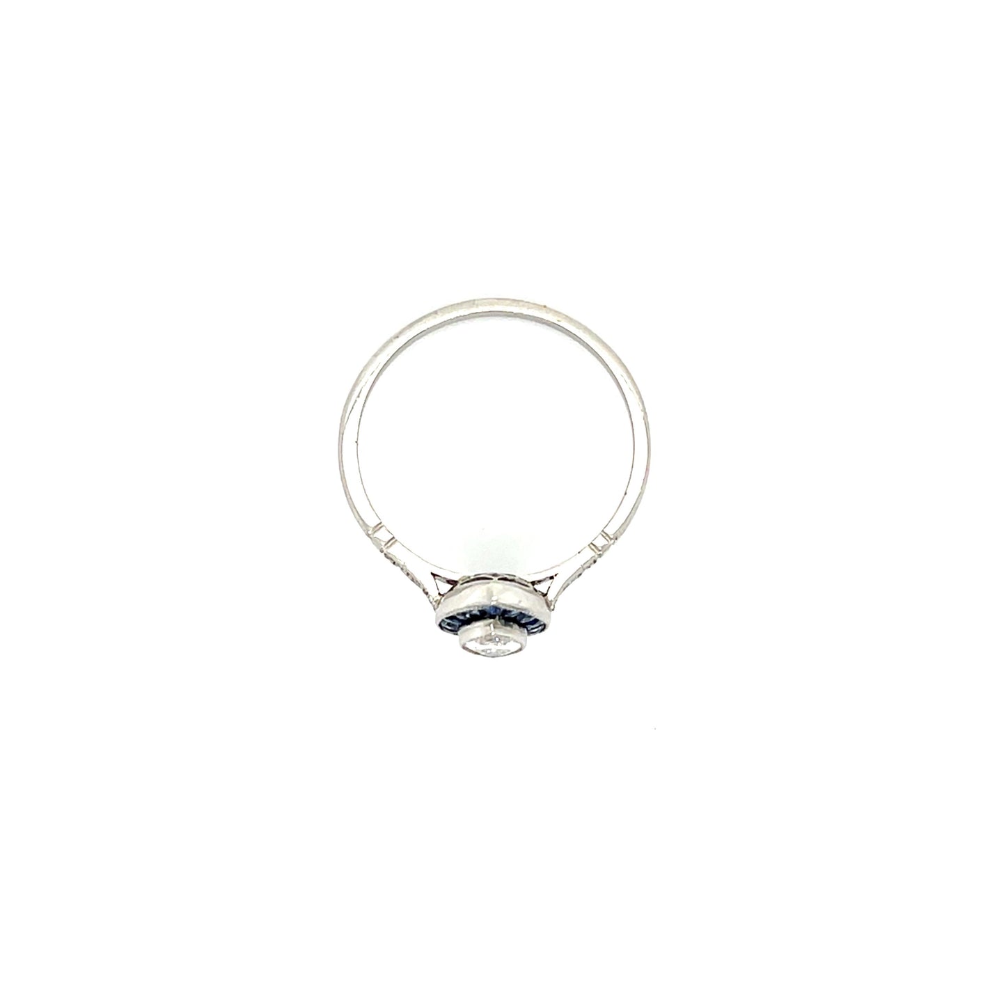 .27ct Marquise Diamond Platinum Handmade Ring .48ct French-cut Sapphire