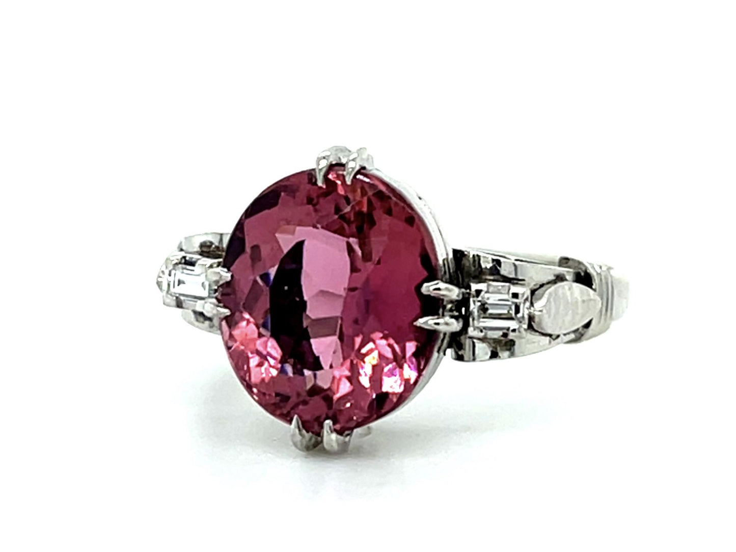 Original Art Deco 3.47ct Pink Tourmaline PT Ring (Vintage 1930s)