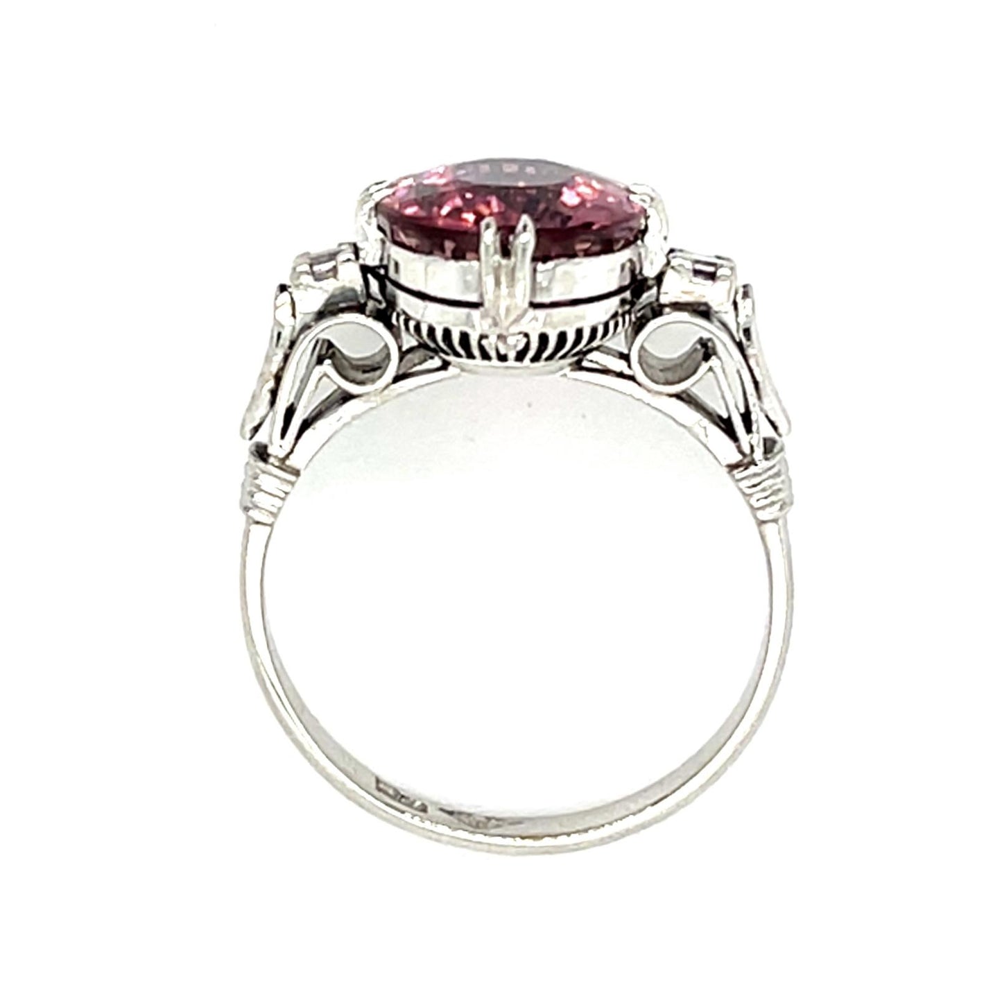 Original Art Deco 3.47ct Pink Tourmaline PT Ring (Vintage 1930s)