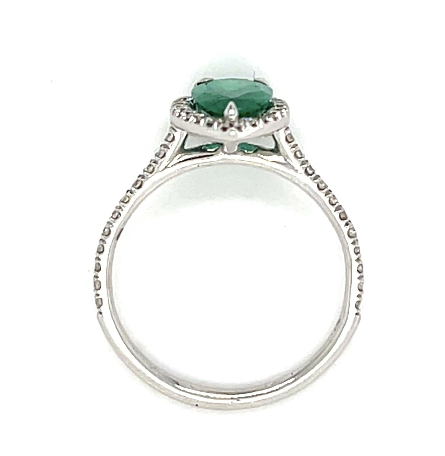 1.22ct Exact Pear Emerald 18KW Gold Ring