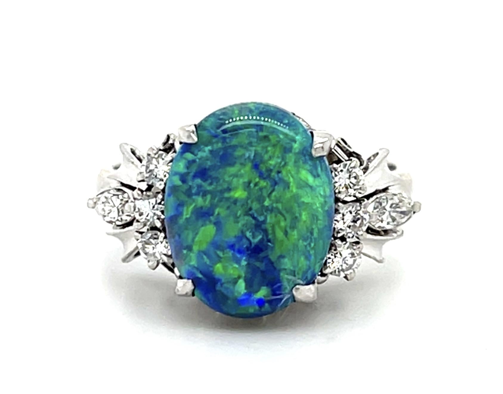 2.72ct Black Australian Opal PT Ring