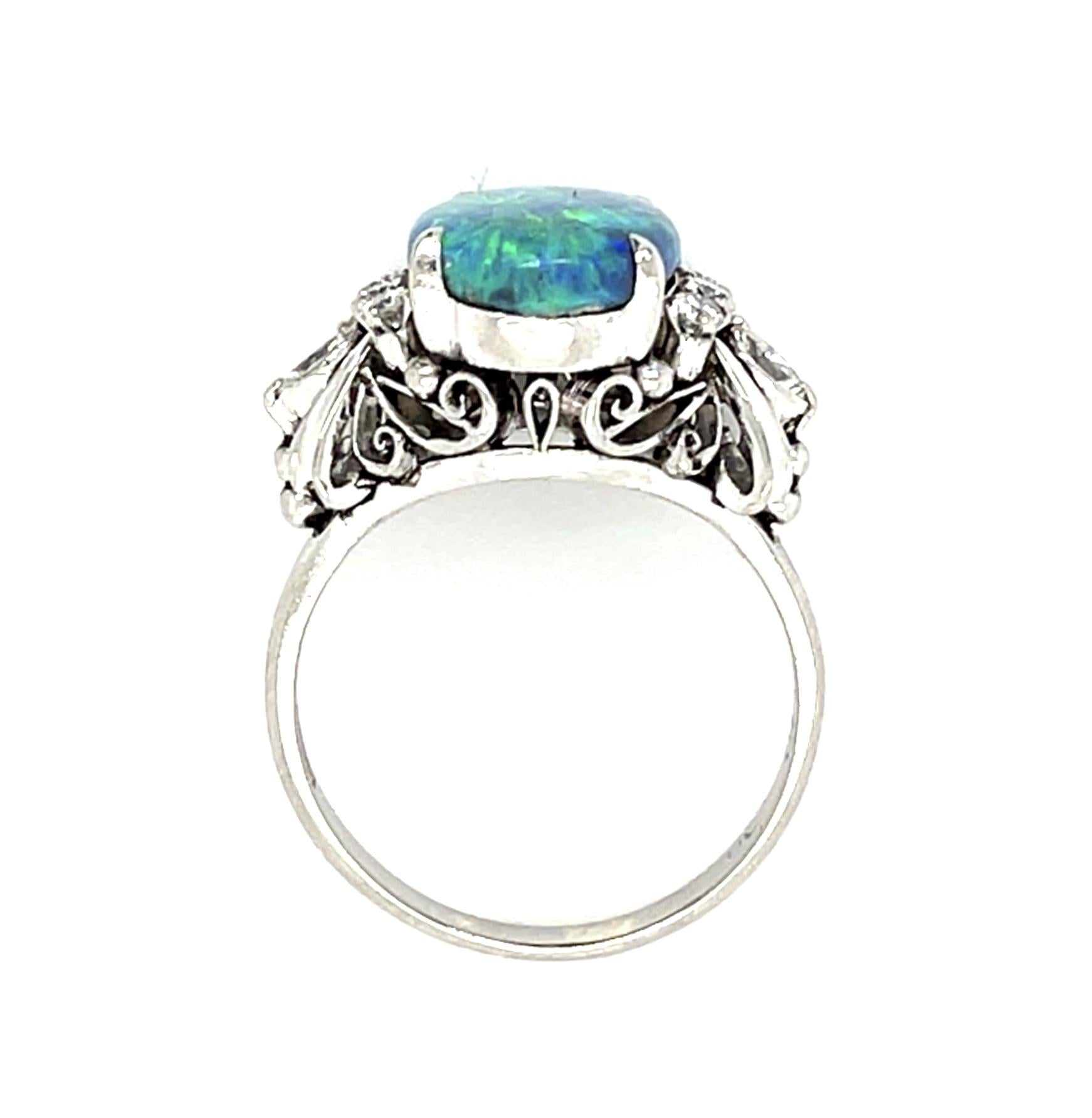 2.72ct Black Australian Opal PT Ring