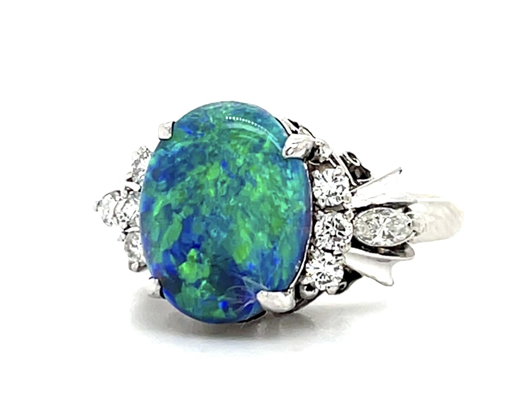 2.72ct Black Australian Opal PT Ring