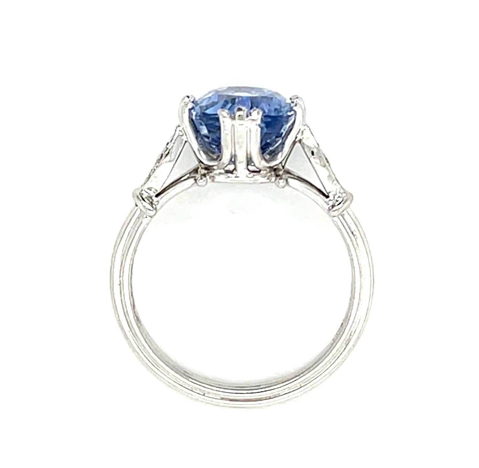 3.40ct Ceylon Cushion Sapphire Platinum Ring (Vintage 1950s)