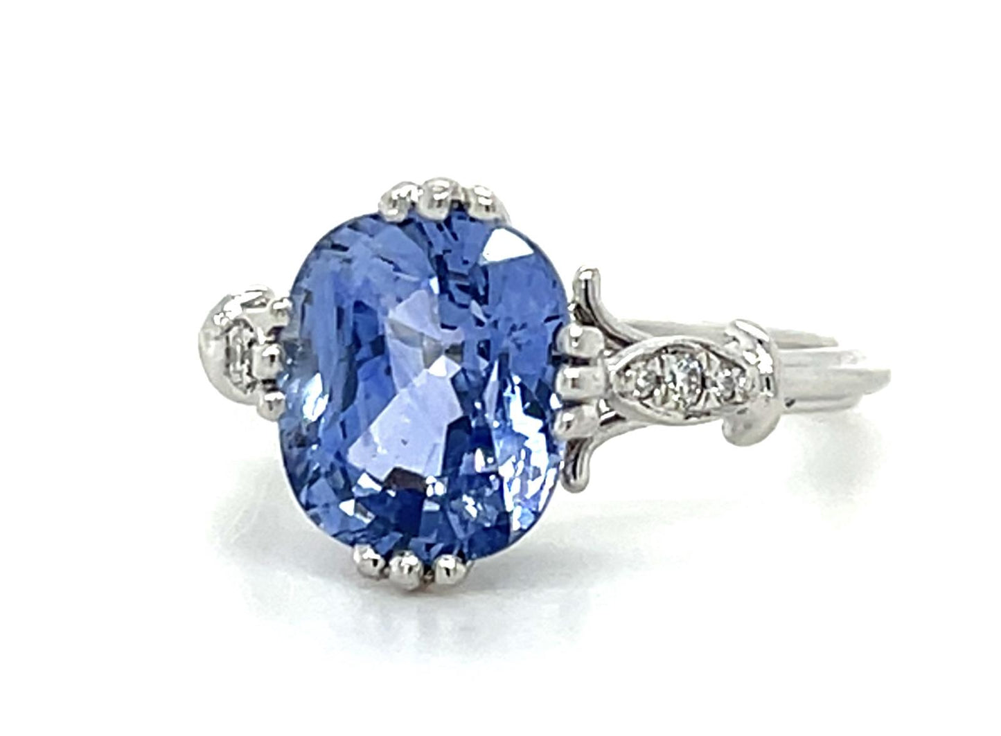 3.40ct Ceylon Cushion Sapphire Platinum Ring (Vintage 1950s)
