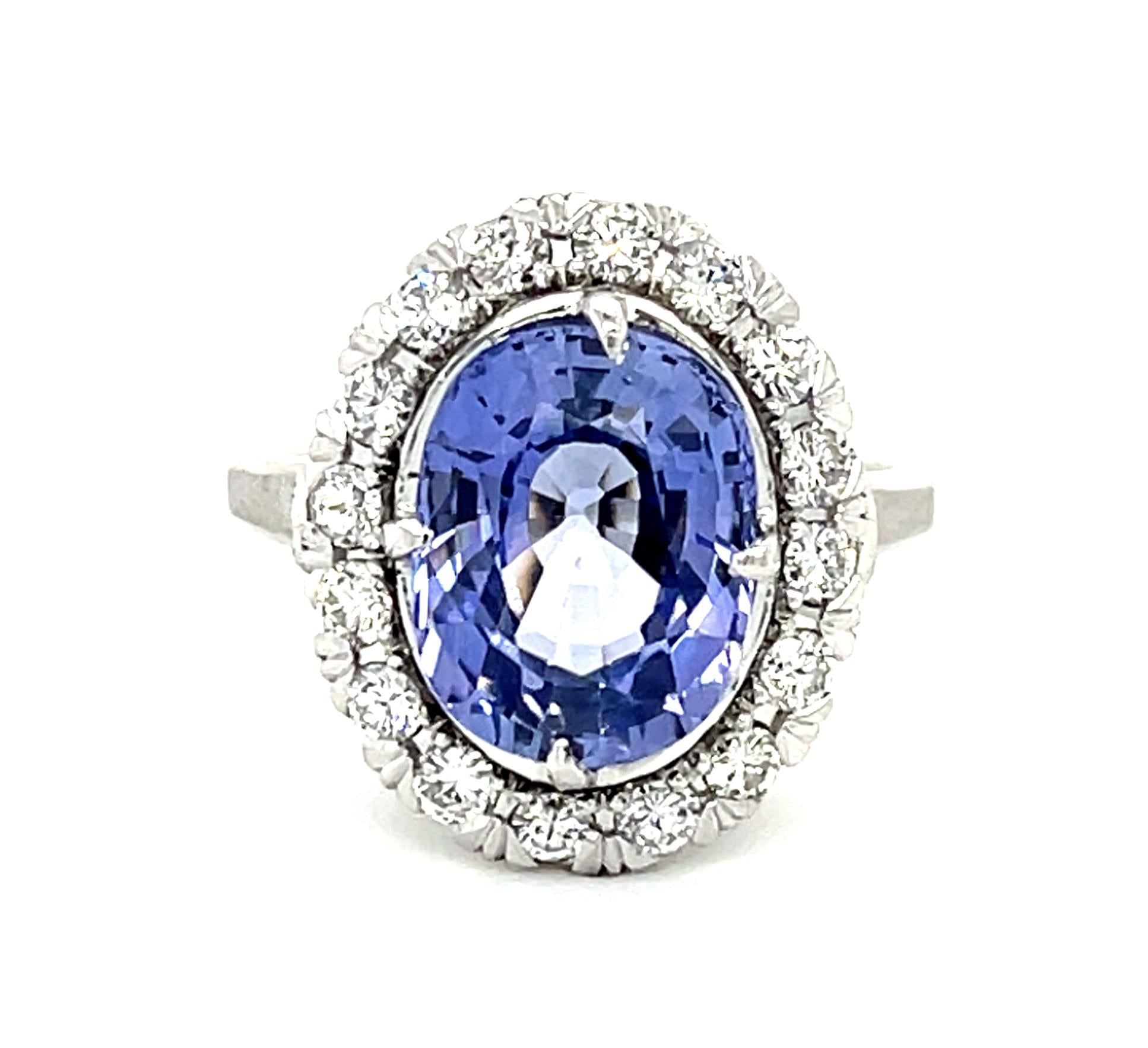 4.43ct Heated Ceylon Oval Sapphire Platinum Ring