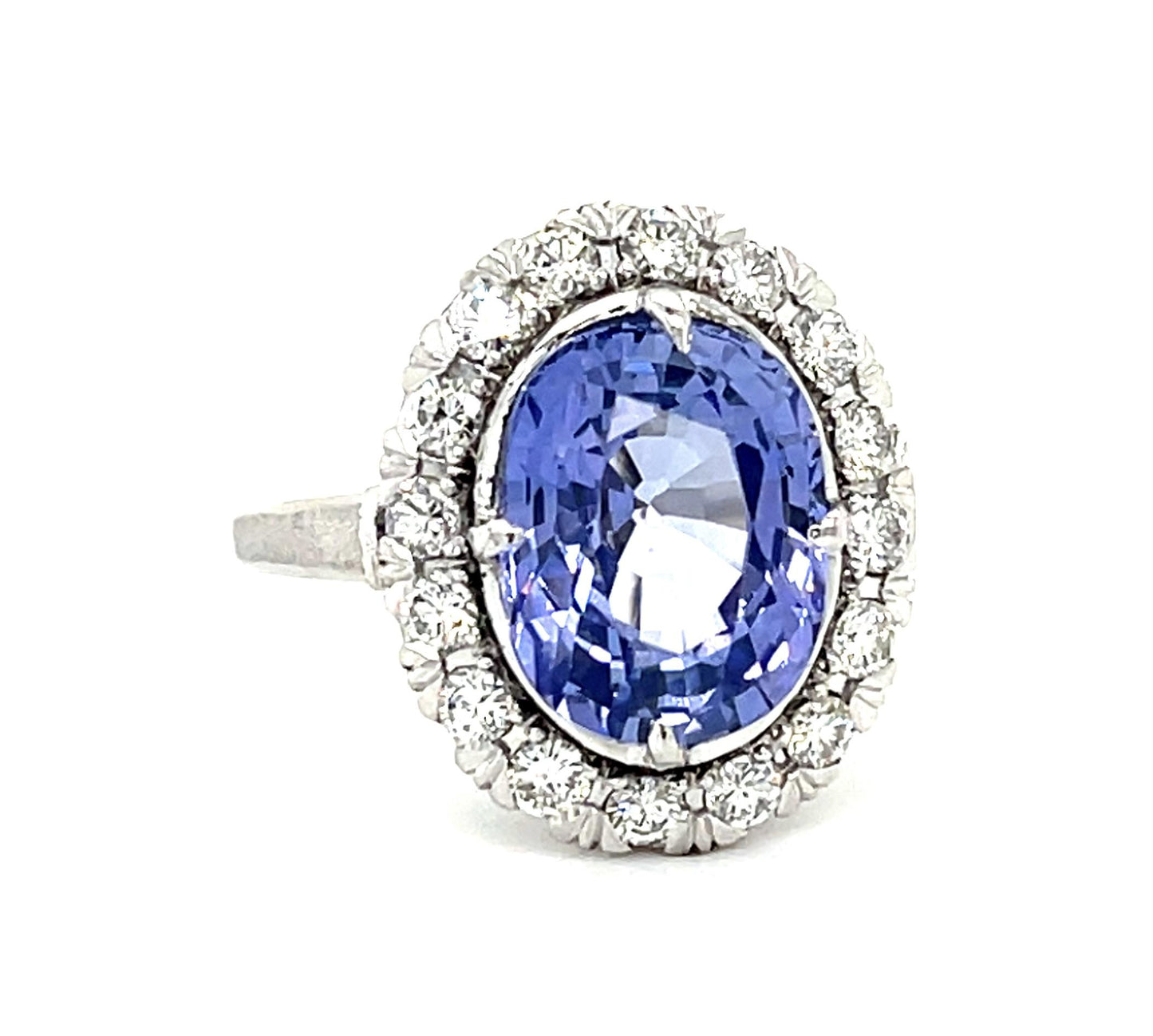 4.43ct Heated Ceylon Oval Sapphire Platinum Ring