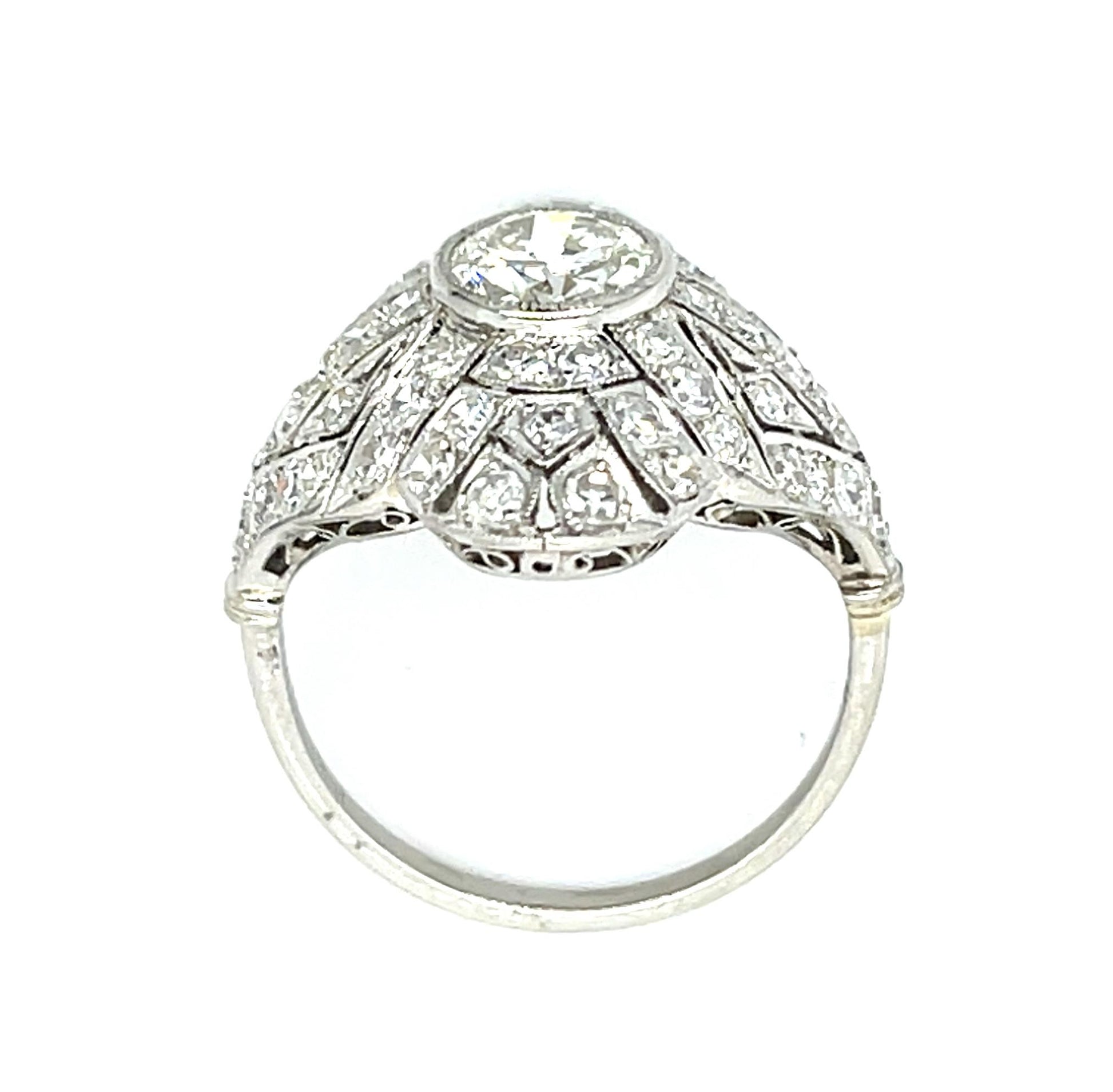 1.10ct European Diamond Platinum Handmade Ring
