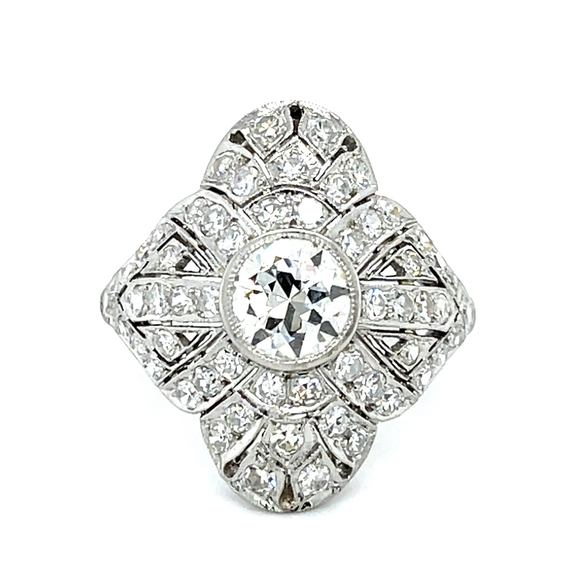 1.10ct European Diamond Platinum Handmade Ring