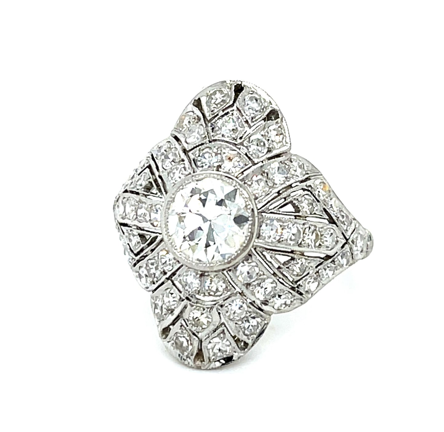 1.10ct European Diamond Platinum Handmade Ring