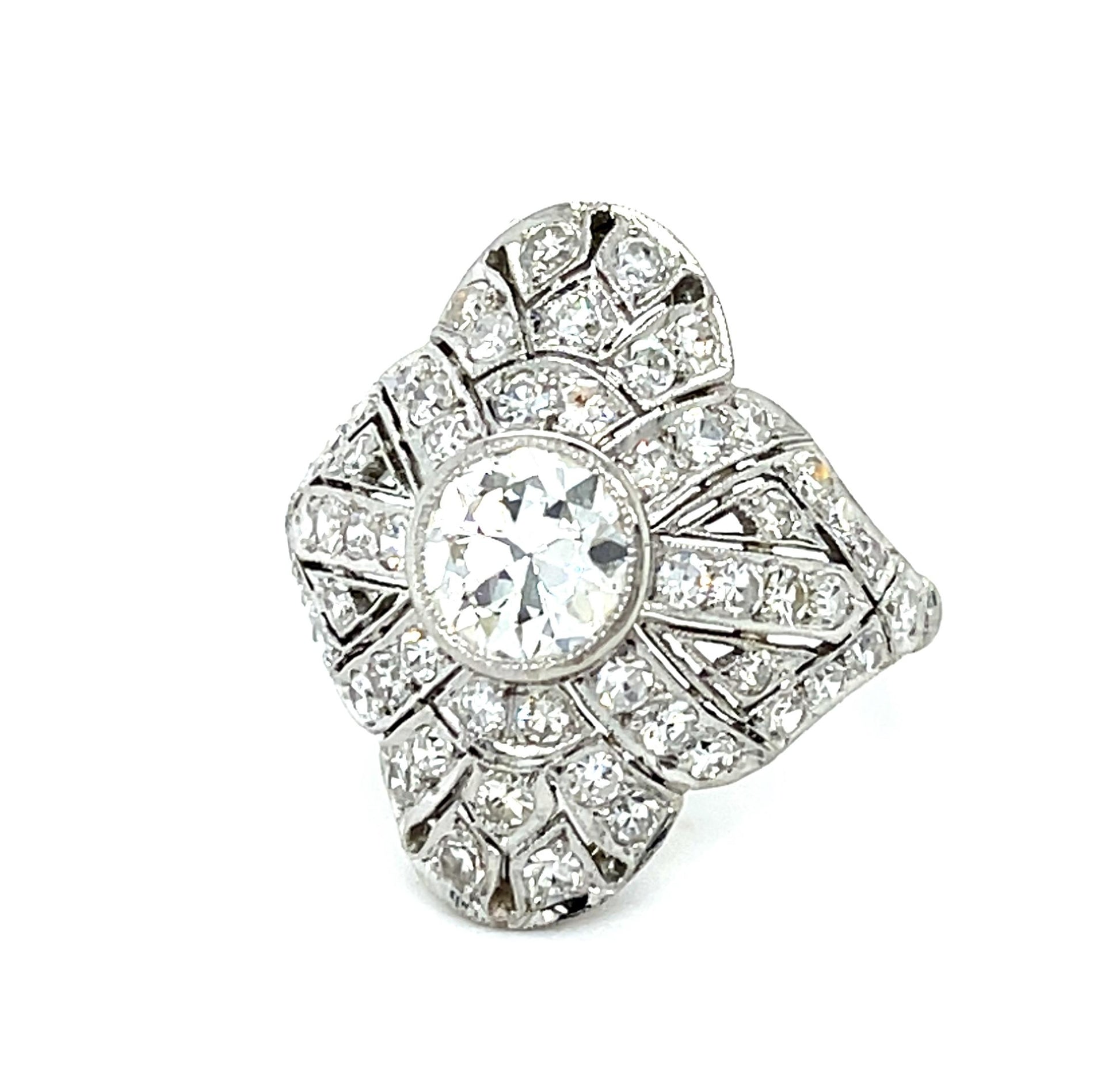 1.10ct European Diamond Platinum Handmade Ring