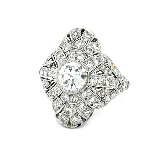 1.10ct European Diamond Platinum Handmade Ring