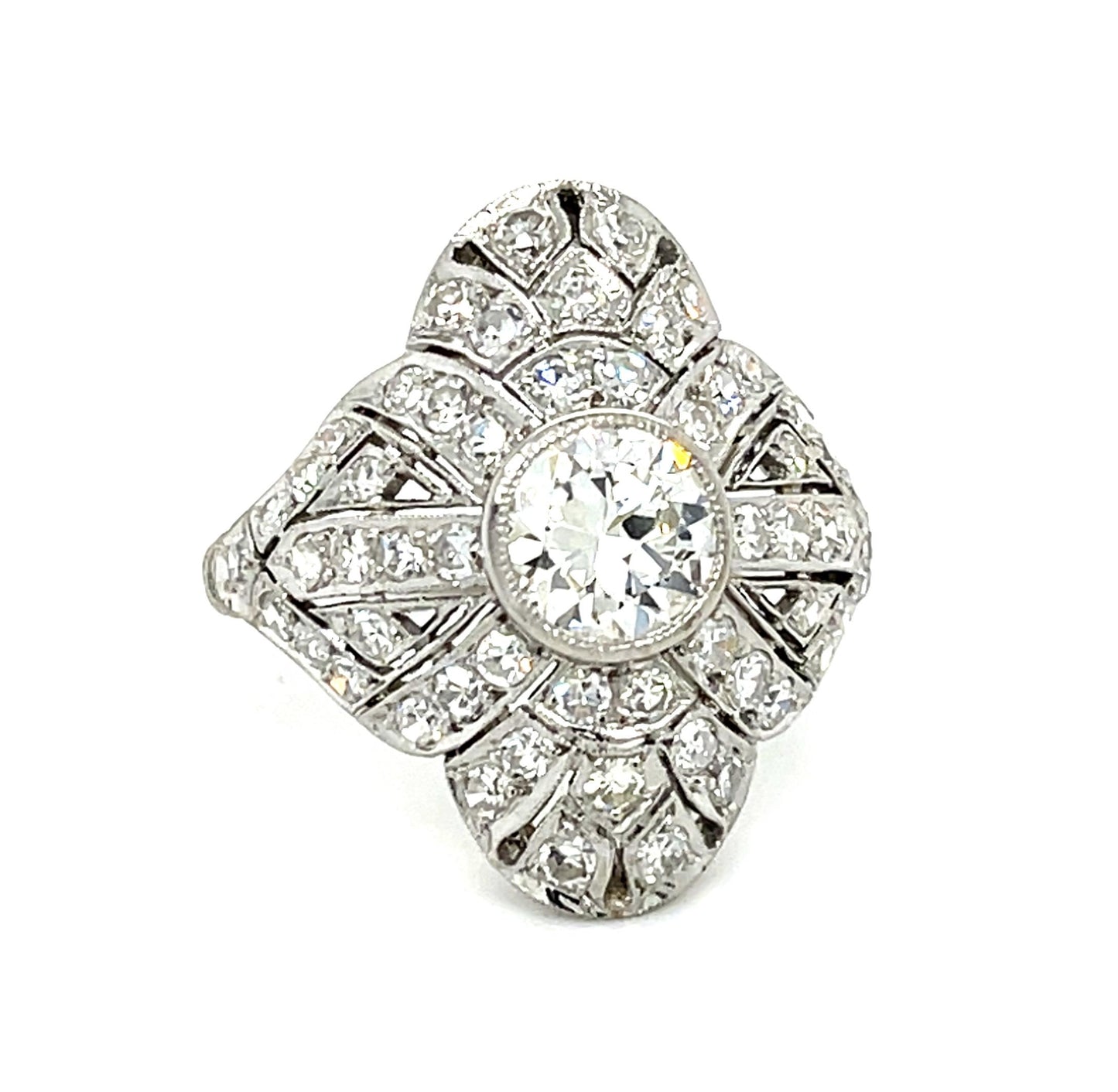 1.10ct European Diamond Platinum Handmade Ring