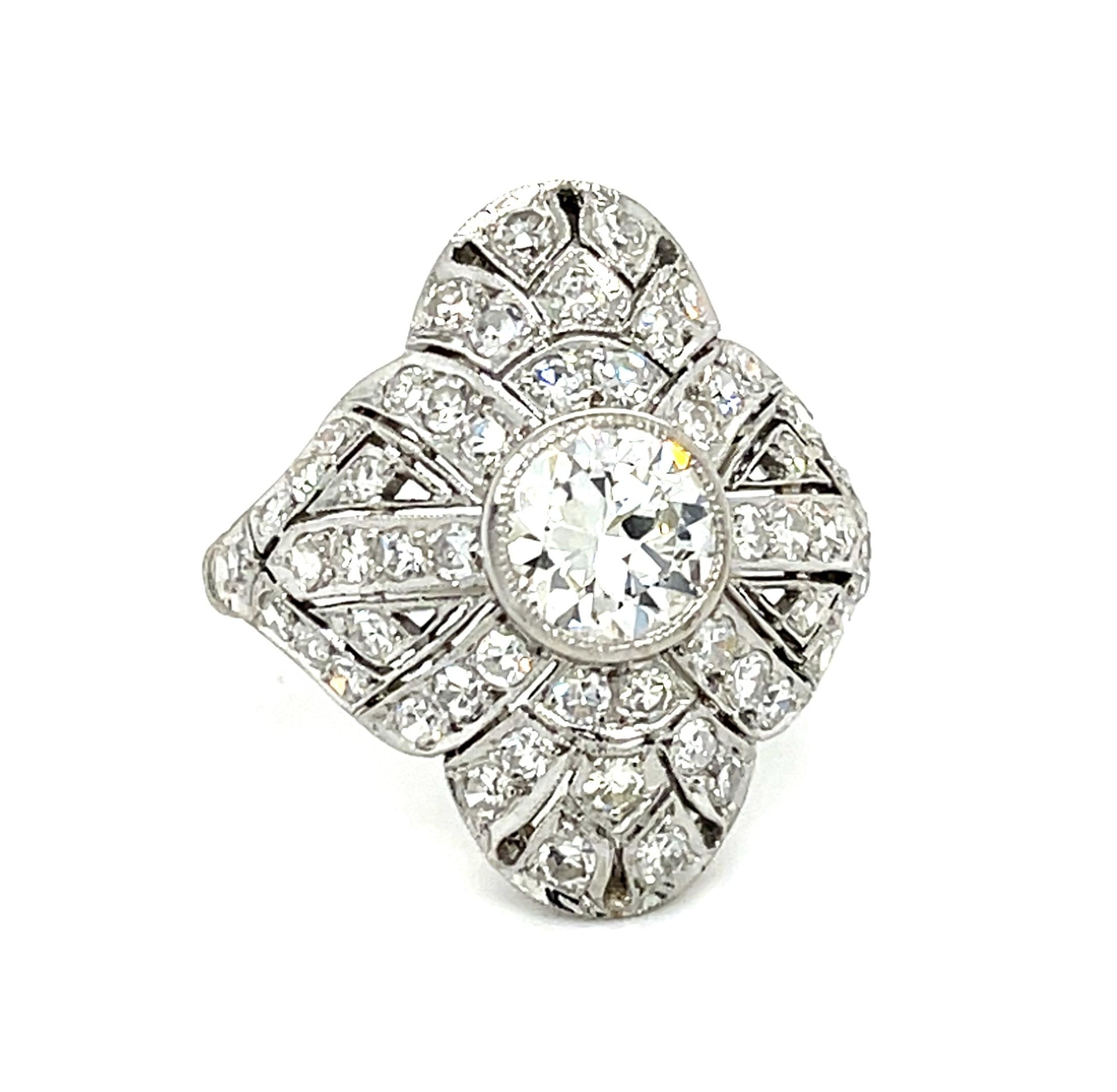 1.10ct European Diamond Platinum Handmade Ring