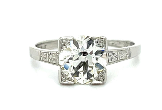 Original Art Deco 1.56ct (L VS2) Old Euro Diamond PT Ring (Antique 1920s) 3.64g