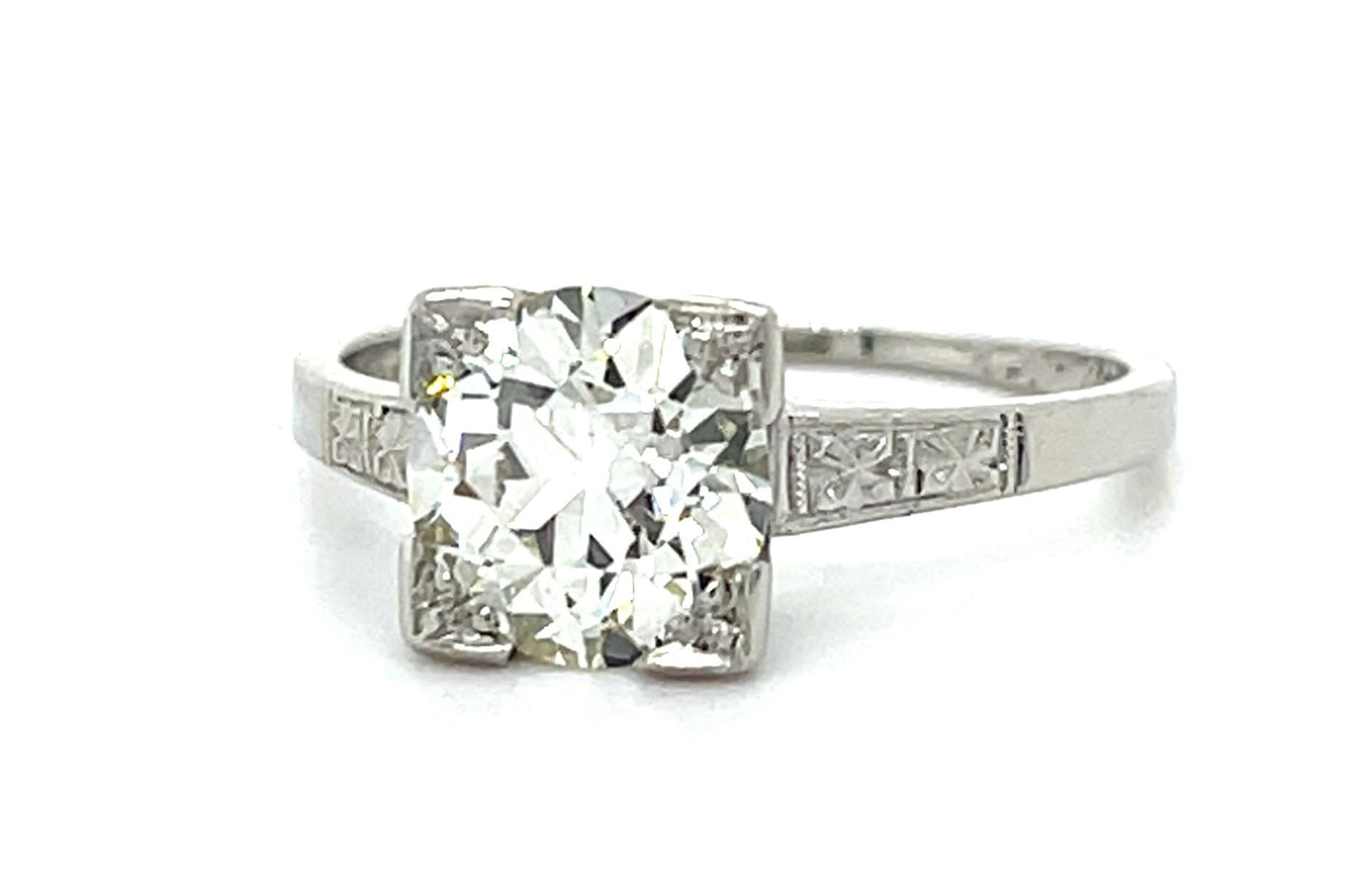 Original Art Deco 1.56ct (L VS2) Old Euro Diamond PT Ring (Antique 1920s) 3.64g