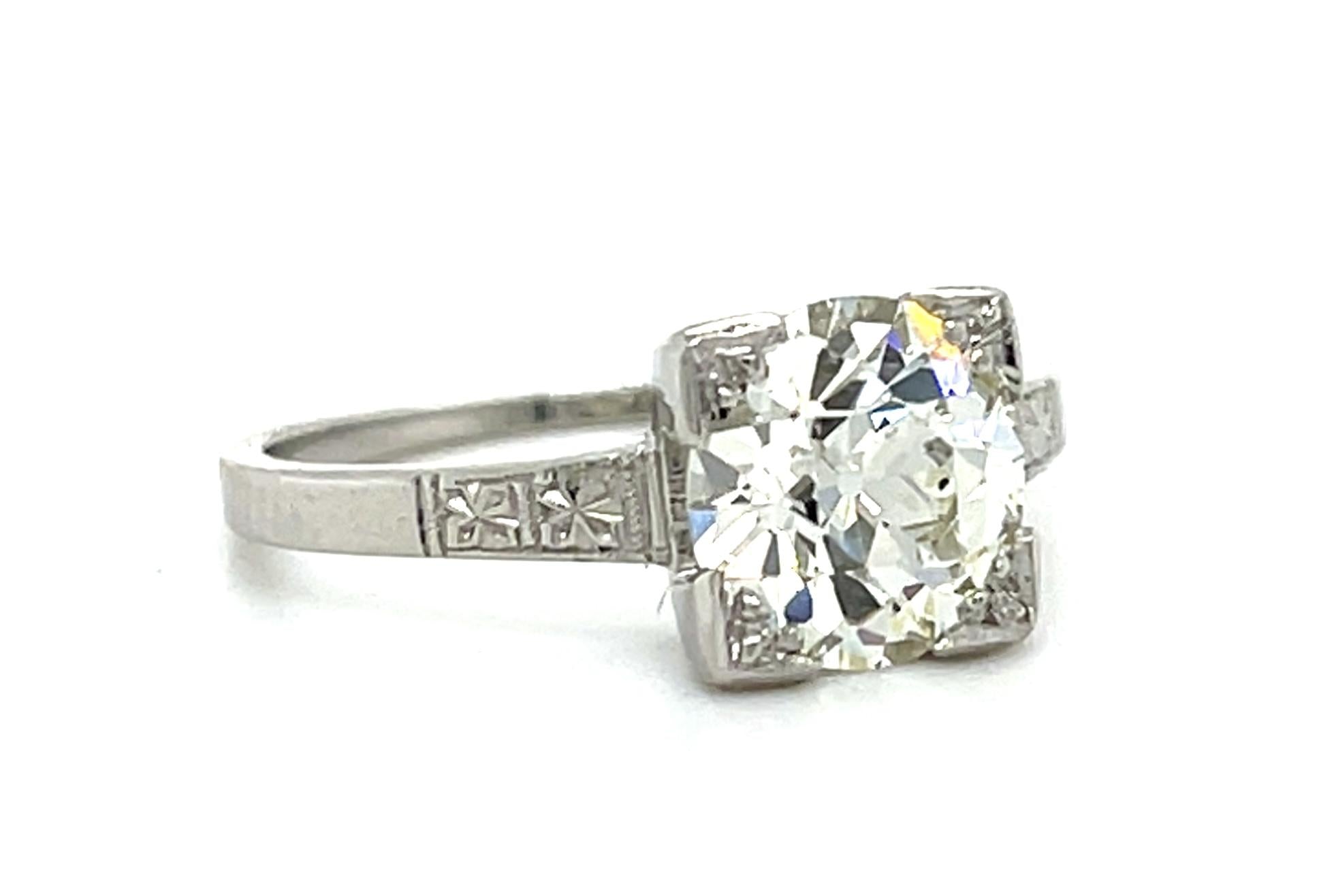 Original Art Deco 1.56ct (L VS2) European Diamond PT Ring (Antique 1920s) 3.64g