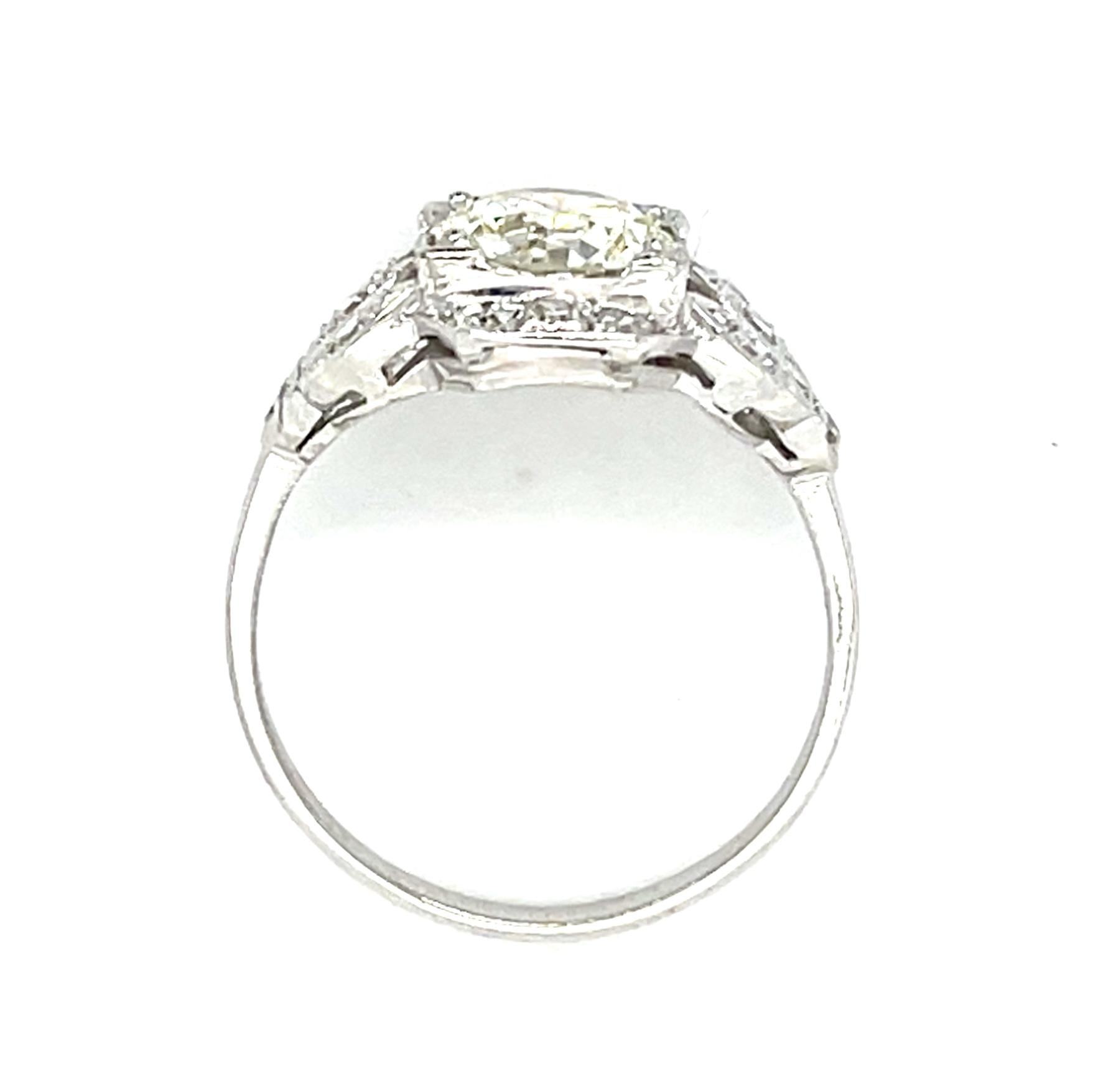 Original Art Deco 1.36ct Exact Euro Diamond Platinum Ring
