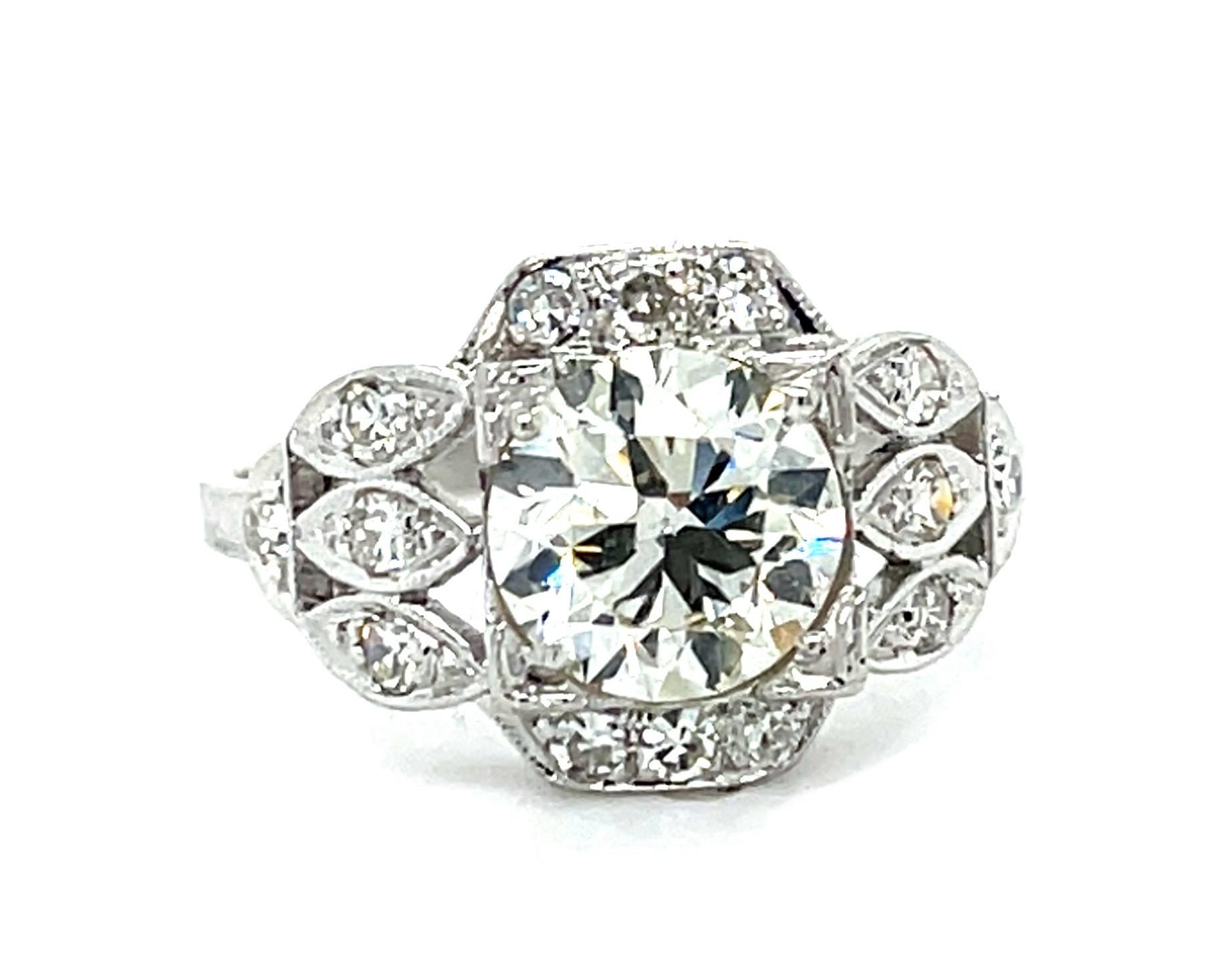 Original Art Deco 1.36ct Exact Euro Diamond Platinum Ring
