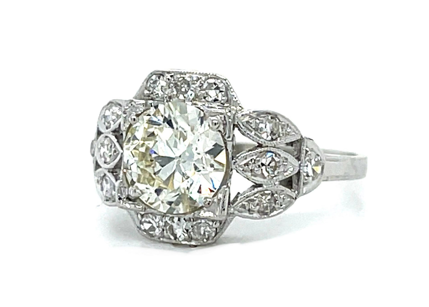 Original Art Deco 1.36ct Exact Euro Diamond Platinum Ring