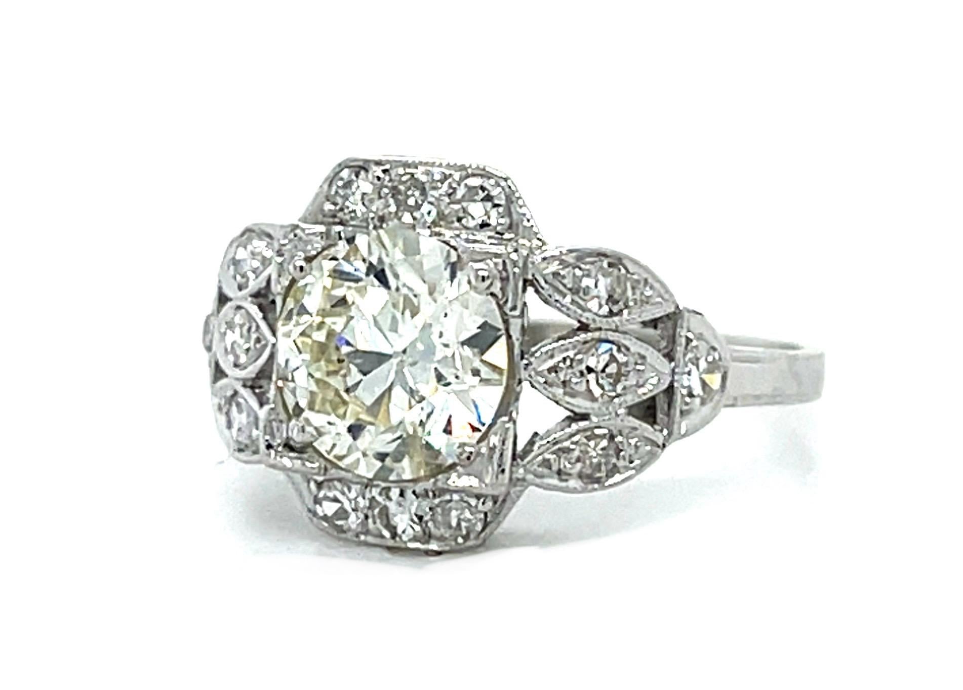 Original Art Deco 1.36ct Exact Euro Diamond Platinum Ring