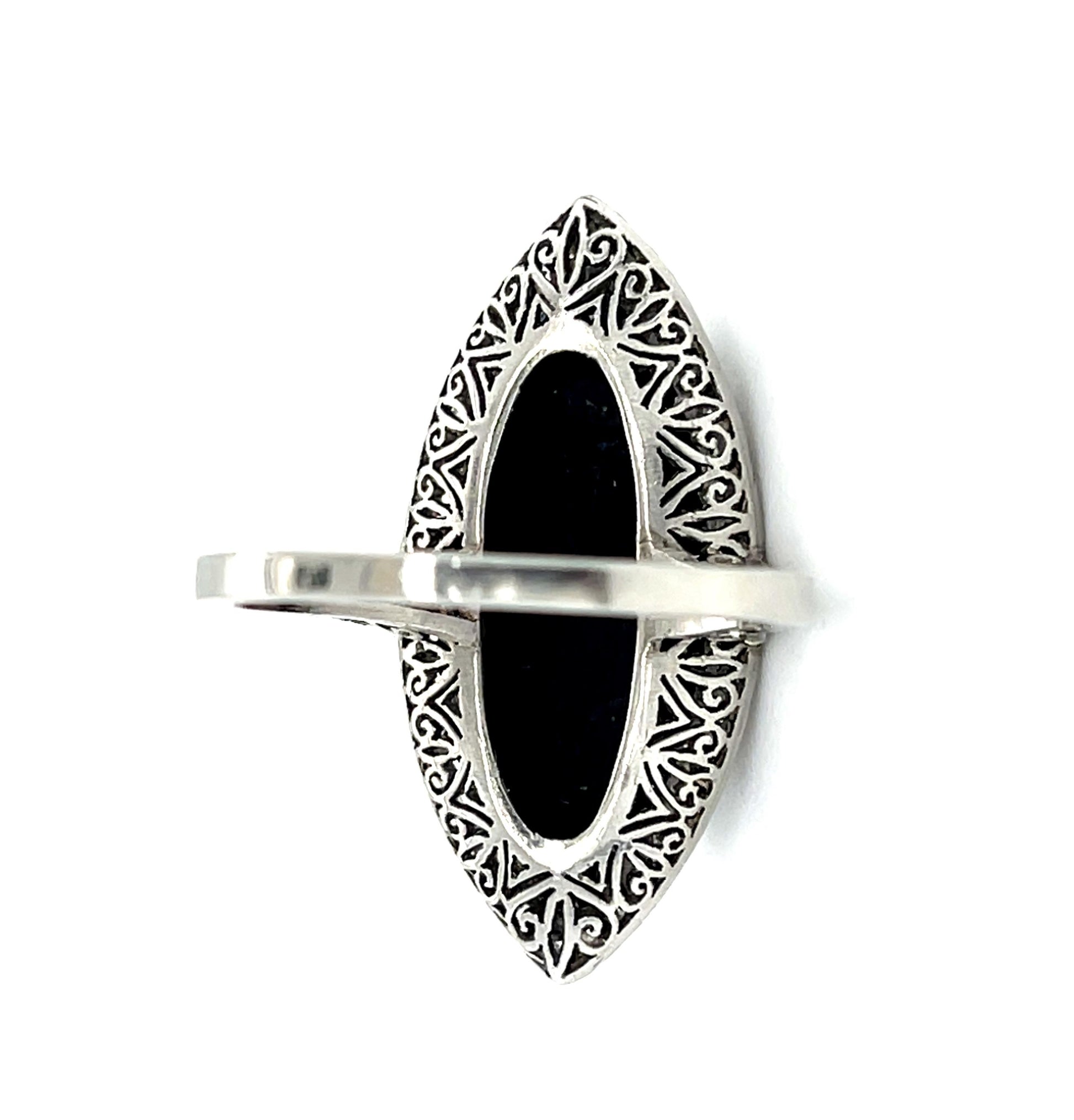 14.70ct Cab Onyx Platinum Handmade Ring .65ct Single Cut Diamond