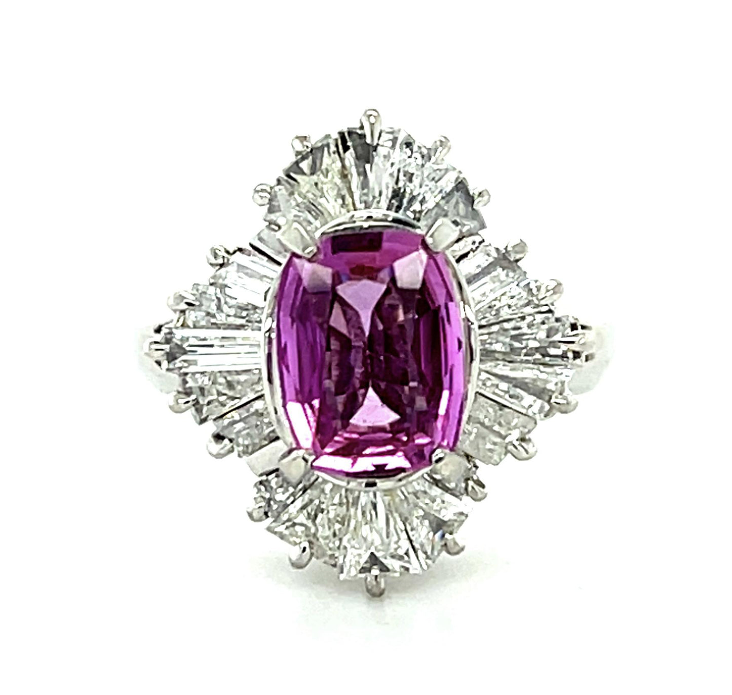 1.31ct Oval Pink Sapphire Platinum Ring .93ct Diamond 6.50g