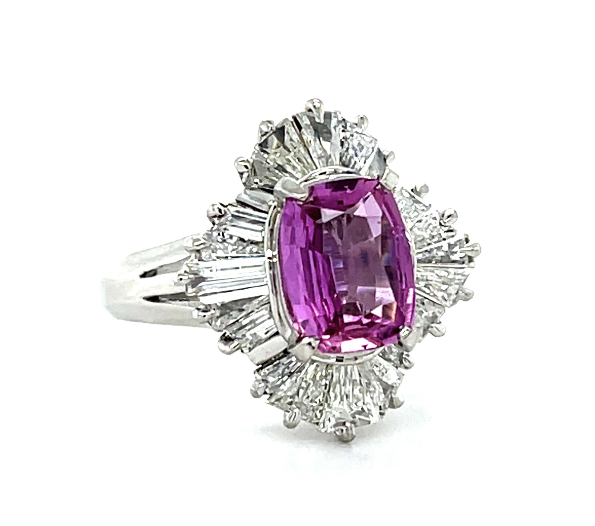 1.31ct Oval Pink Sapphire Platinum Ring .93ct Diamond 6.50g