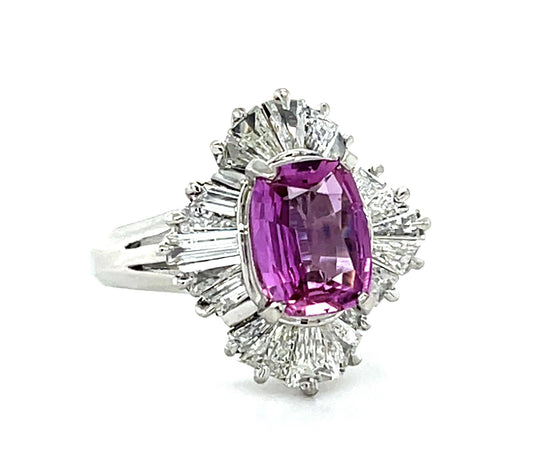 1.31ct Oval Pink Sapphire Platinum Ring .93ct Diamond 6.50g