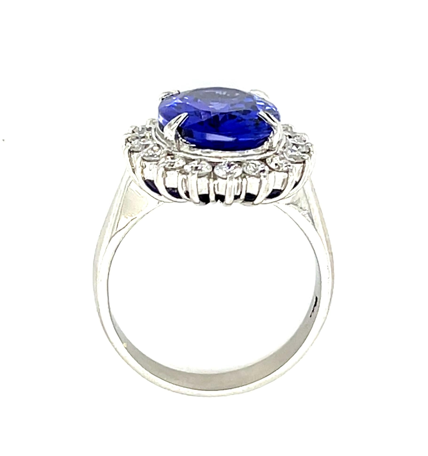 2.74ct Tanzanite Platinum Ring .68ct Diamond 8.30g