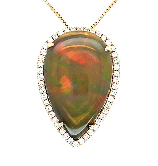 6ct Pear Opal 14K Rose Gold Pendant