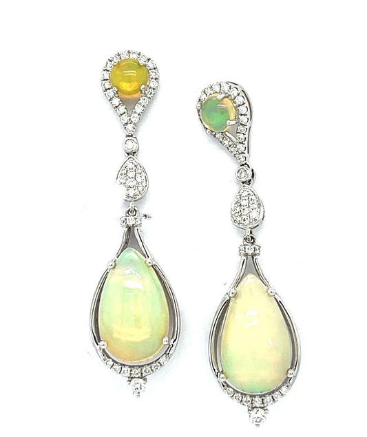 7ct Opal 14KW Gold Drop Earrings