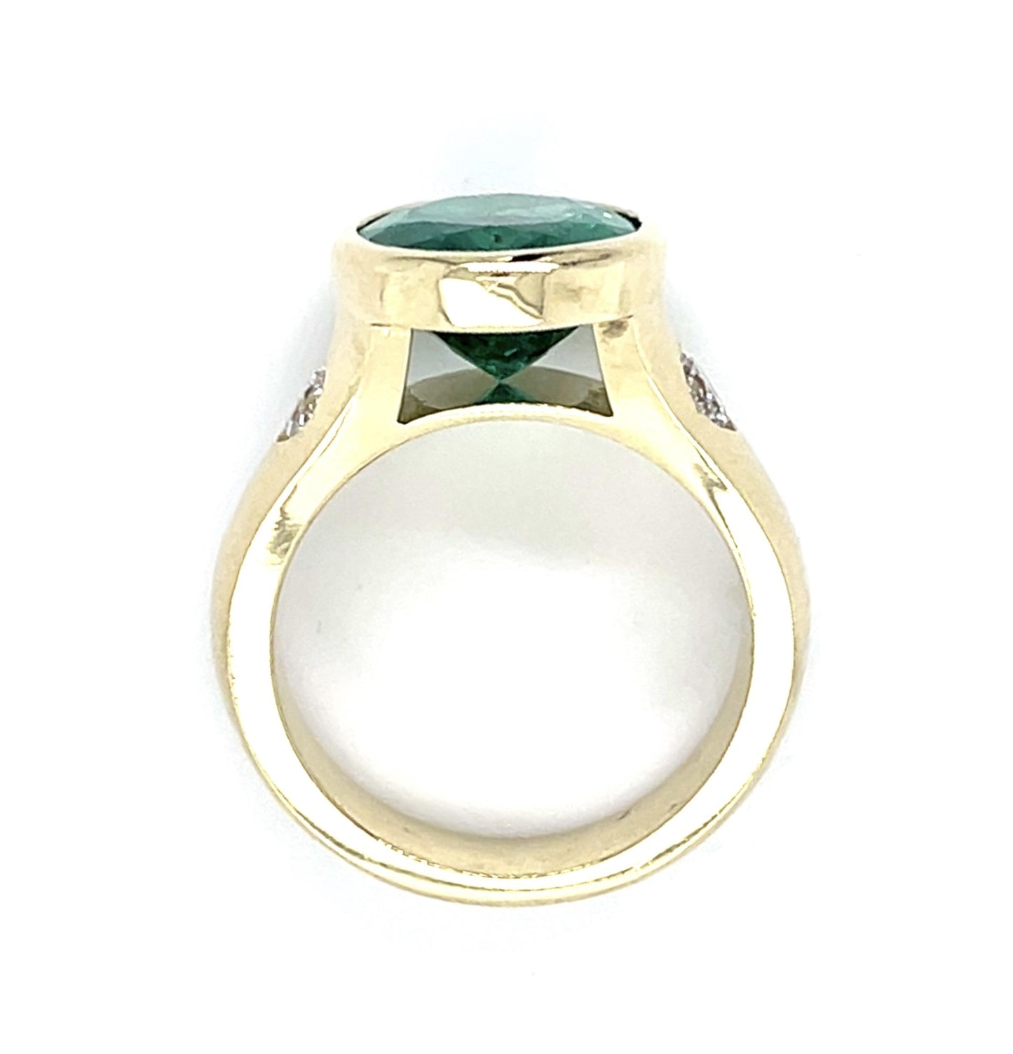 4.65ct Oval Emerald 14KY Chunky Bezel Set Gold Ring