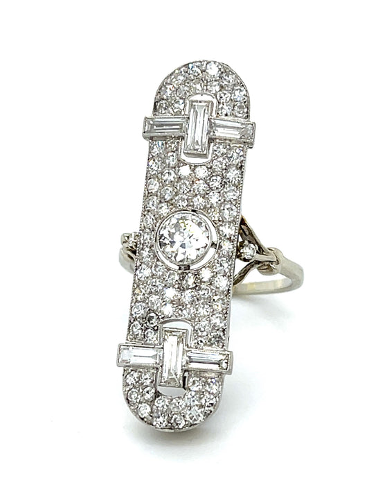 Art Deco .55ct Euro Diamond Platinum+14KW Gold Ring (Vintage 1930s) 3ct SD 9.56g