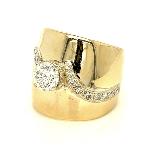 .91ct (H-I VS No Cert) Diamond 14KY Gold Band Ring