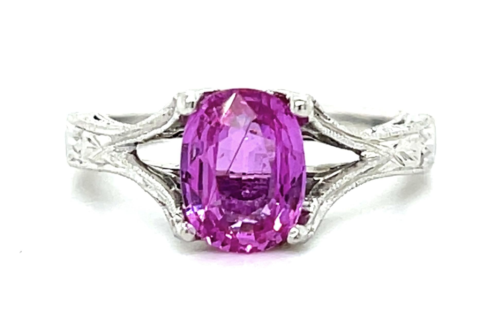 1.72ct Oval Pink Sapphire Platinum Ring