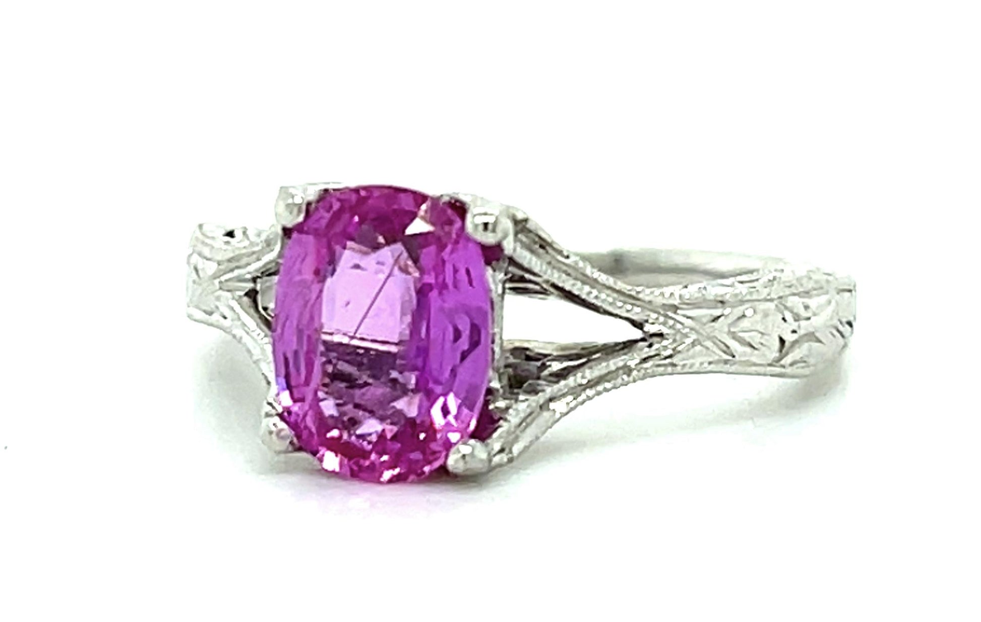1.72ct Oval Pink Sapphire Platinum Ring