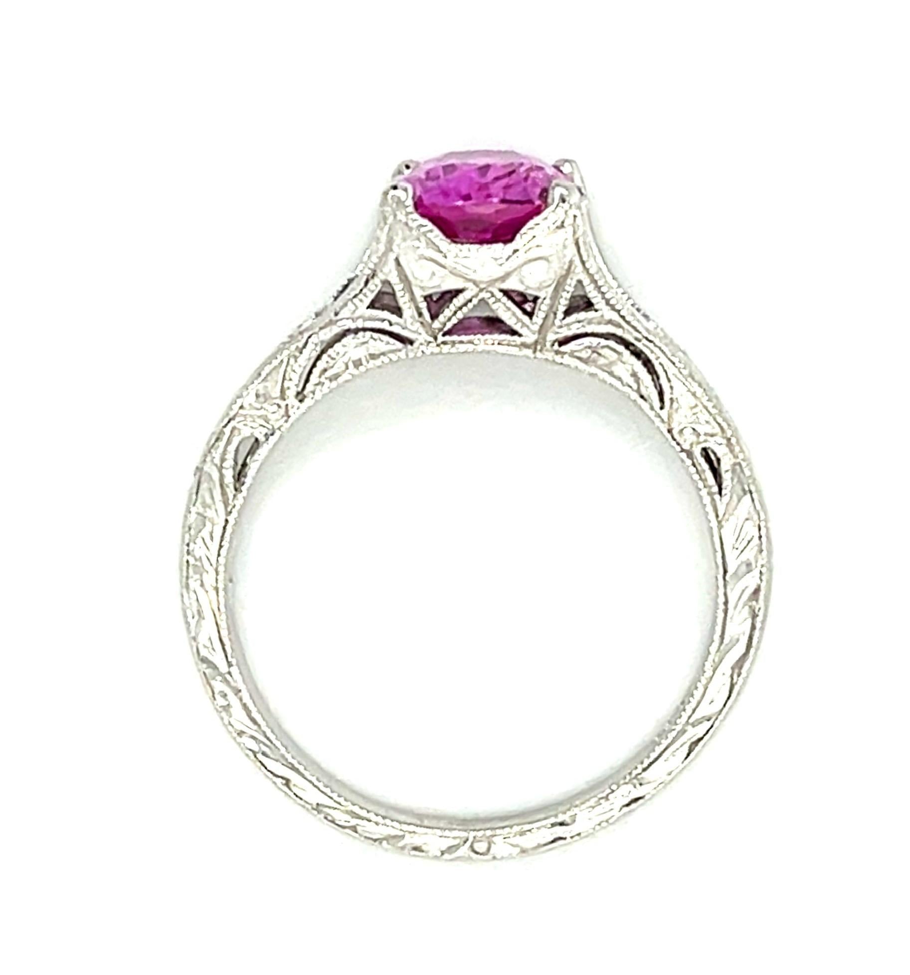 1.72ct Oval Pink Sapphire Platinum Ring