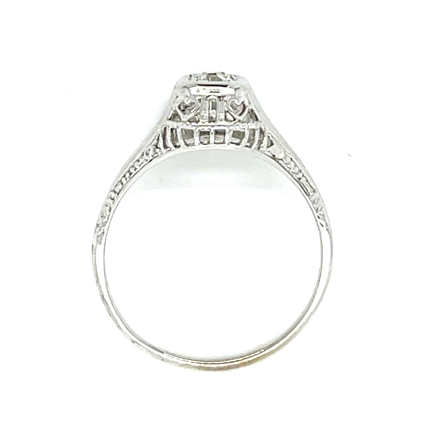 Art Deco 18KW Gold Ring (Antique 1920s) .15ct Old Mine Cut Diamond