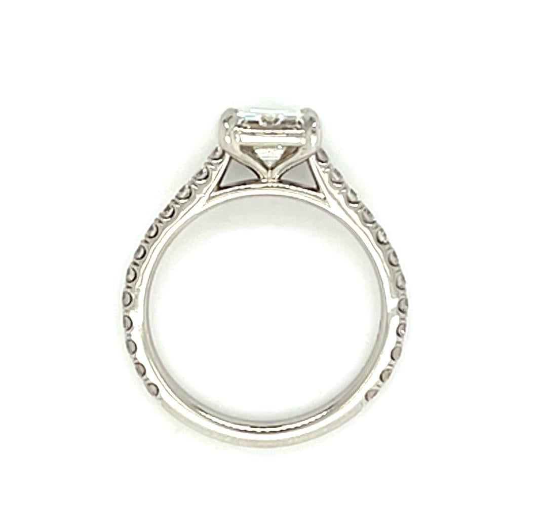 1.35ct (F SI2) Emerald-cut Diamond Platinum Ring .74ct SD 4.57g