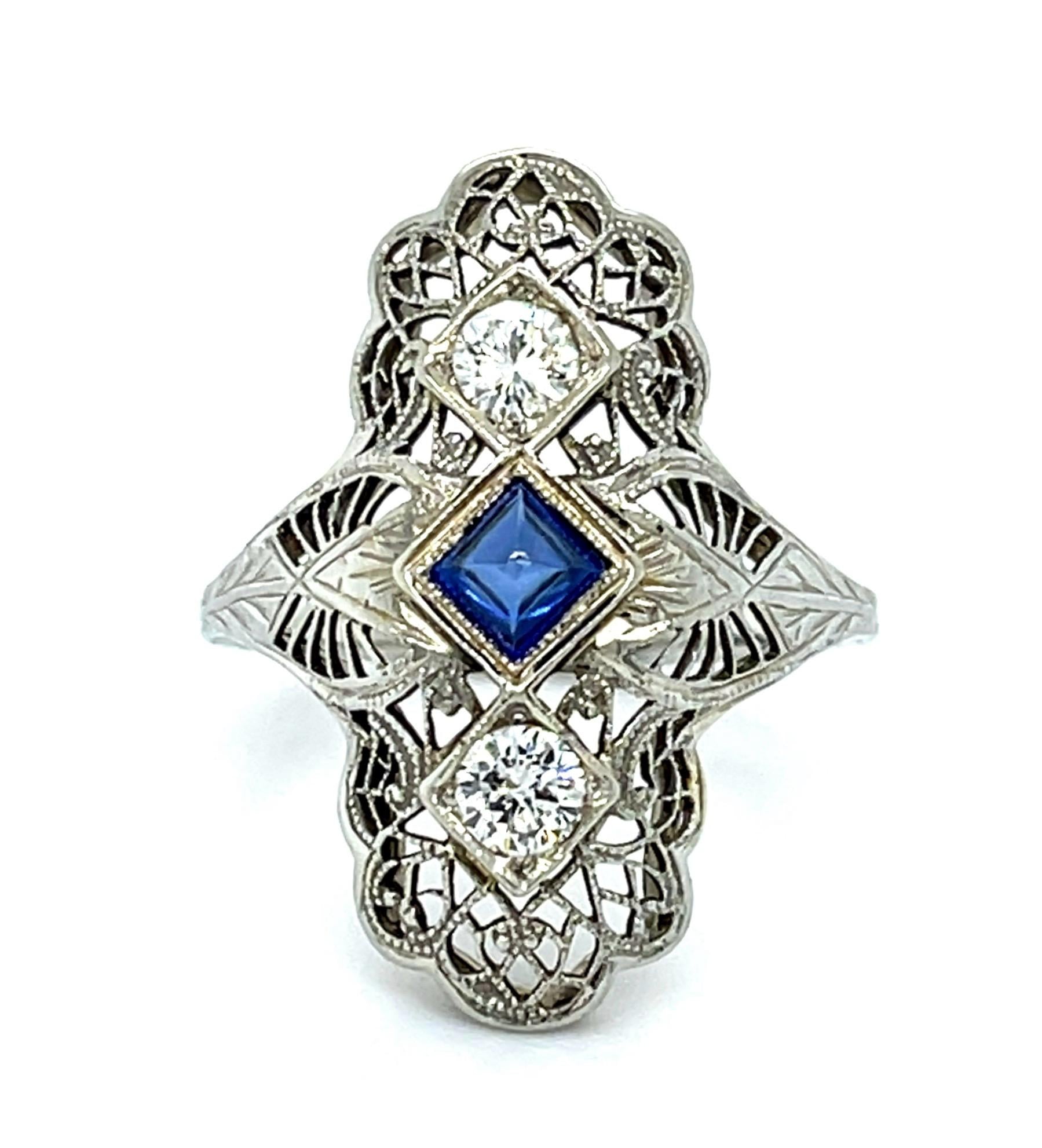 Original Art Deco .30ct Diamond 18KW Gold Ring (Vintage 1930s)